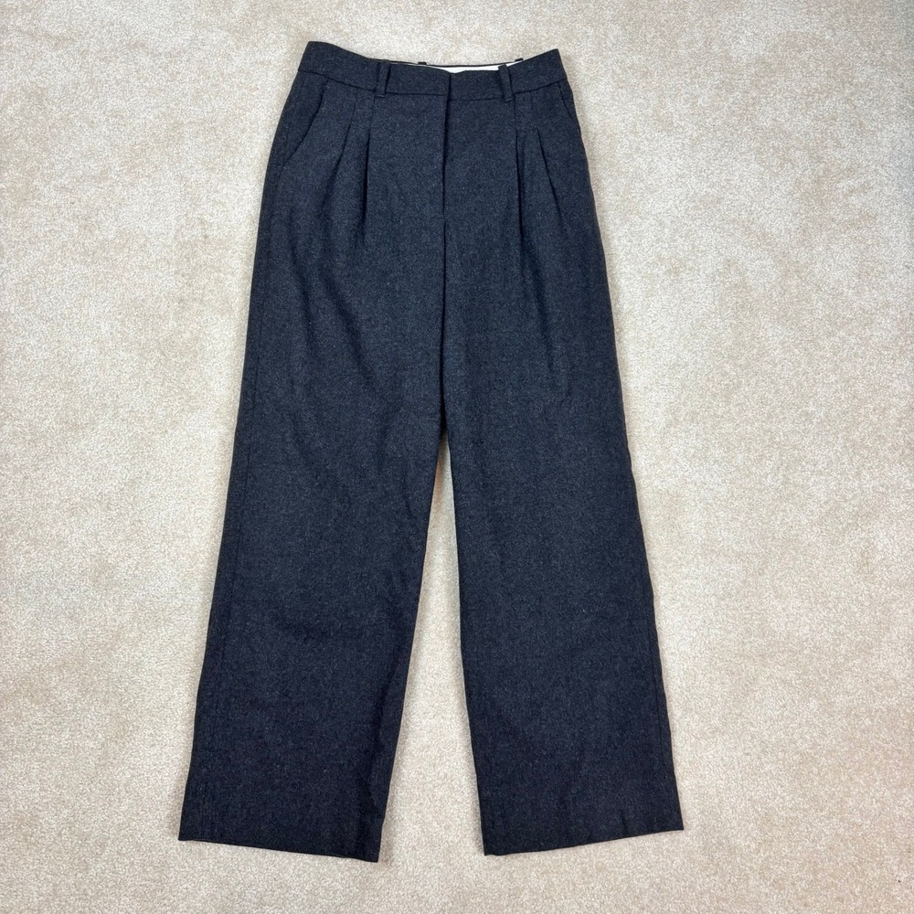 Aritzia The Effortless Pant Charcoal Grey Wool Cashmere Wide Leg 6 120393